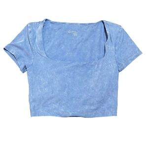 Aerie‎ Offline Cropped Fitted Tee Shirt Women's Size XS Light Blue